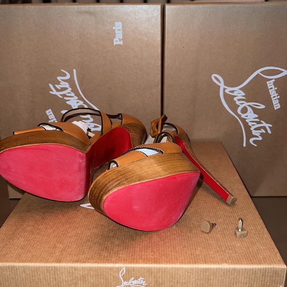 Worn a few times.  Red Rubber sole from Shoe Spa NYC, 5 1/2 inch heels. - Picture 3 of 6